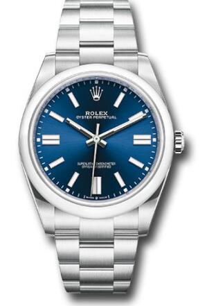 Replica Rolex Oyster Perpetual 41 Watch 124300 Domed Bezel - Blue Index Dial - Oyster Bracelet